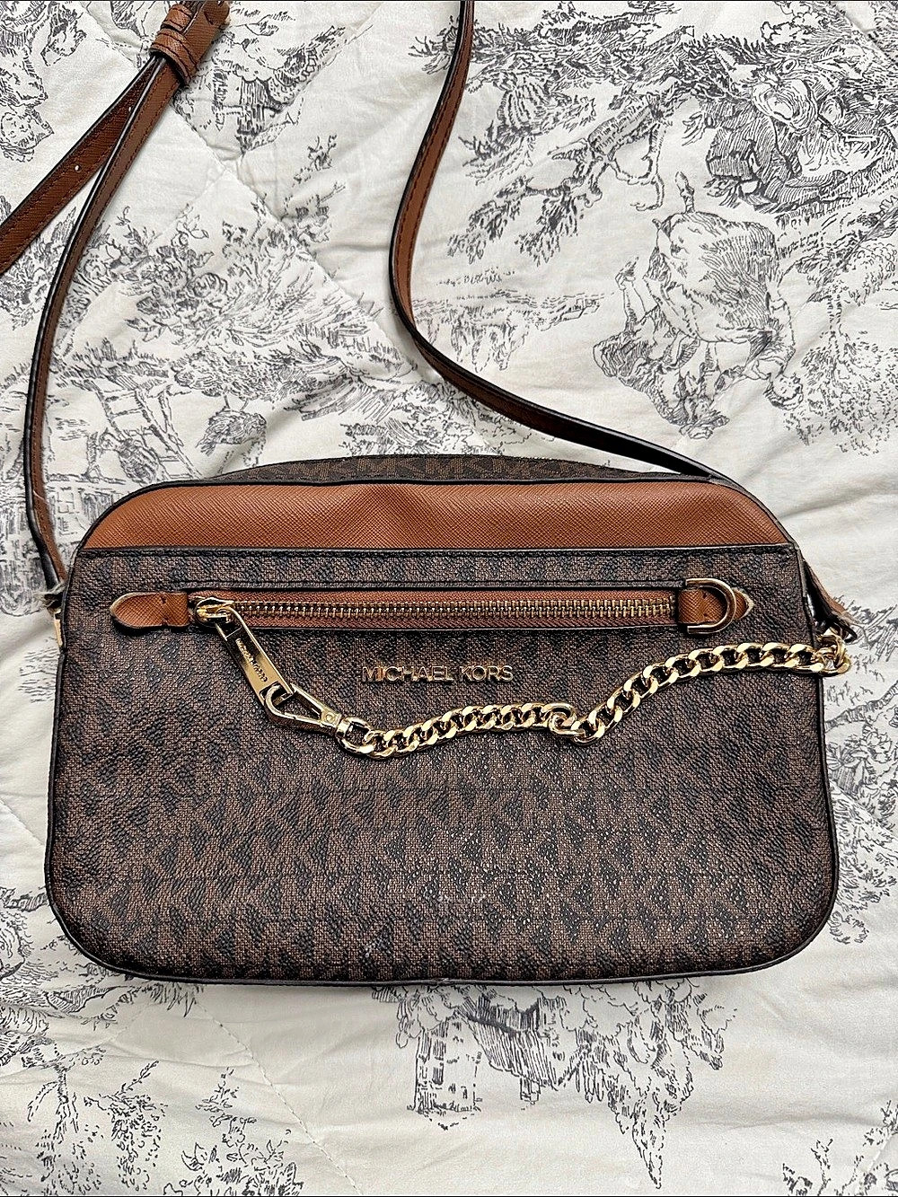 Michael Kors Jet Set Large Logo Crossbody Bag Brown Crossbody Bag